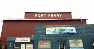 Photo of Port Perry's Foundry, also faux store fronts for TV Series, American Gods
