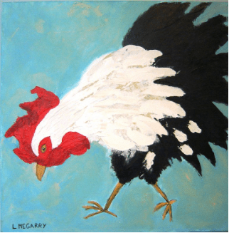 Rooster painting by Lianne Megarry