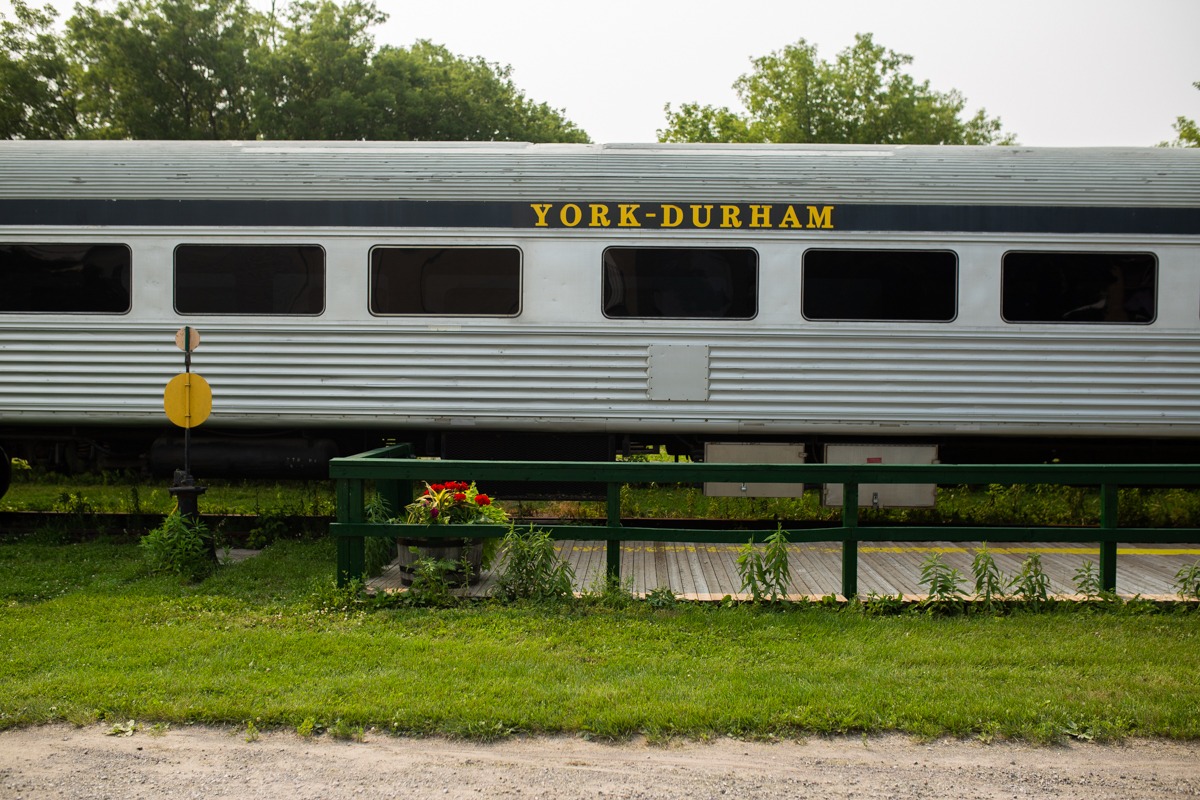 Exterior photo of York Durham railway passenger car. Photo by Shay Conroy