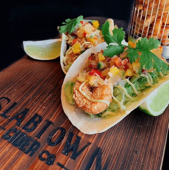 photo of shrimp tacos at Slabtown Cider