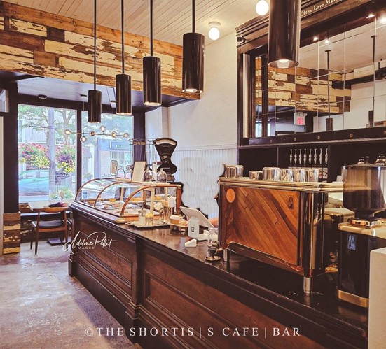 Interior of the Shortiss Cafe.