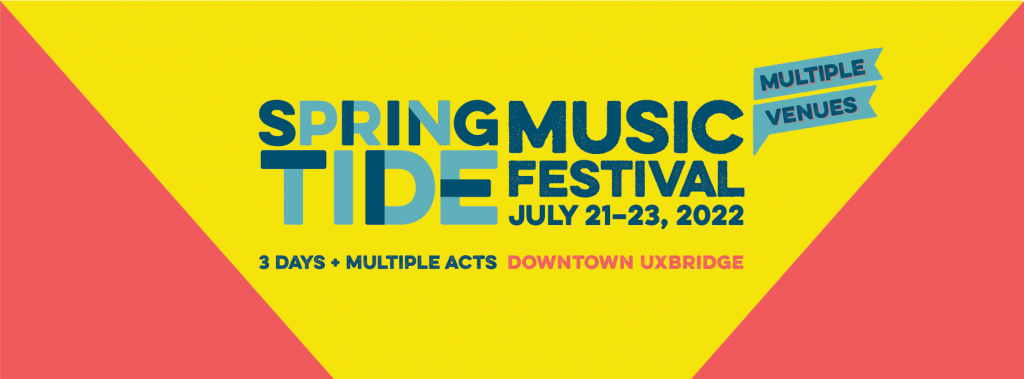 Graphic that reads, "Springtide Music Festival July 21-23, 2022"