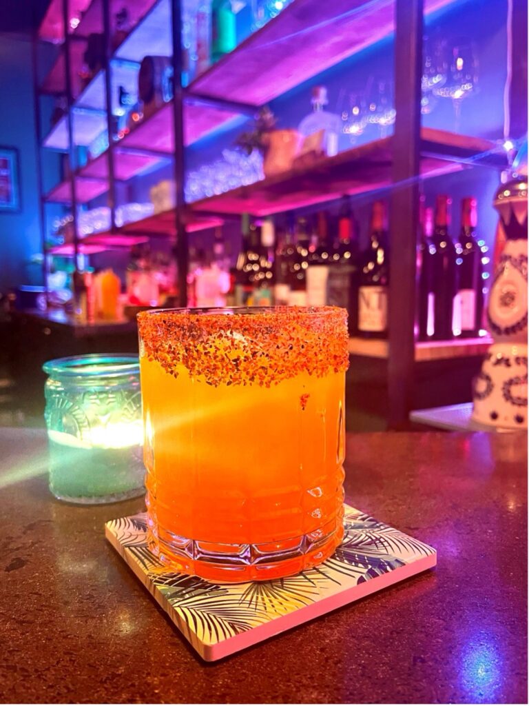 Close up of the Heat Wave cocktail at Surf.