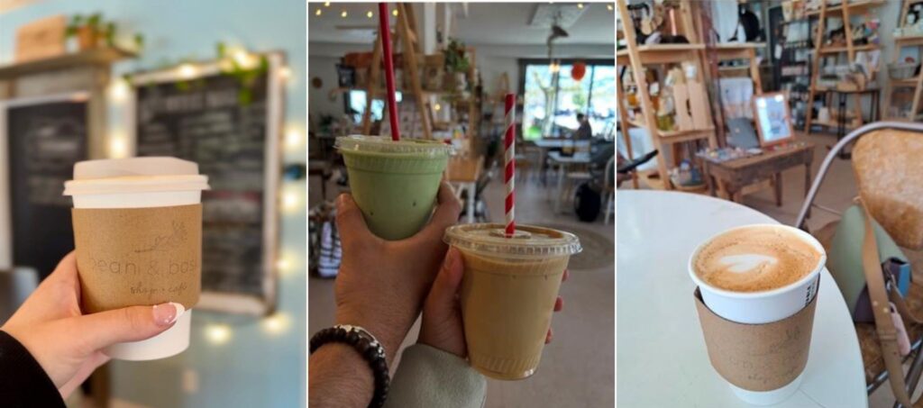 Close up of three different coffees from Bean and Basket in Ajax.