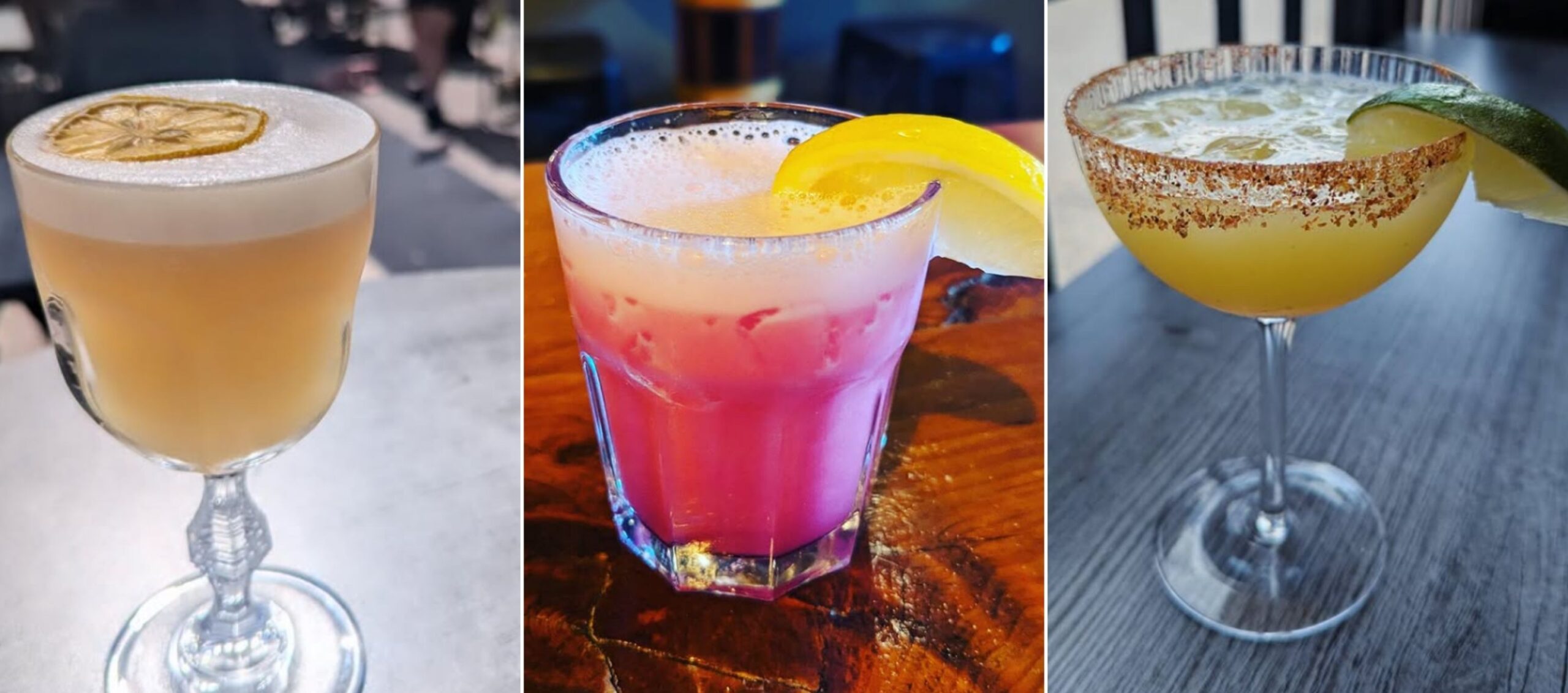 Close up of three different cocktails from the Port Social in Port Perry.